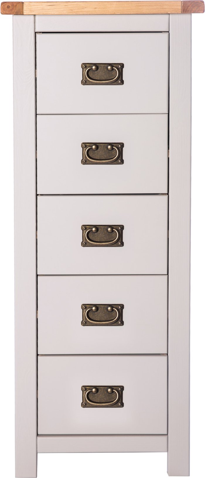The Range | Cabinet Bits Argenta 5 Drawer Narrow Chest - Grey / Brass / Drop Cabinet Bits Argenta 5 Drawer Narrow Chest - Grey / Brass / Drop