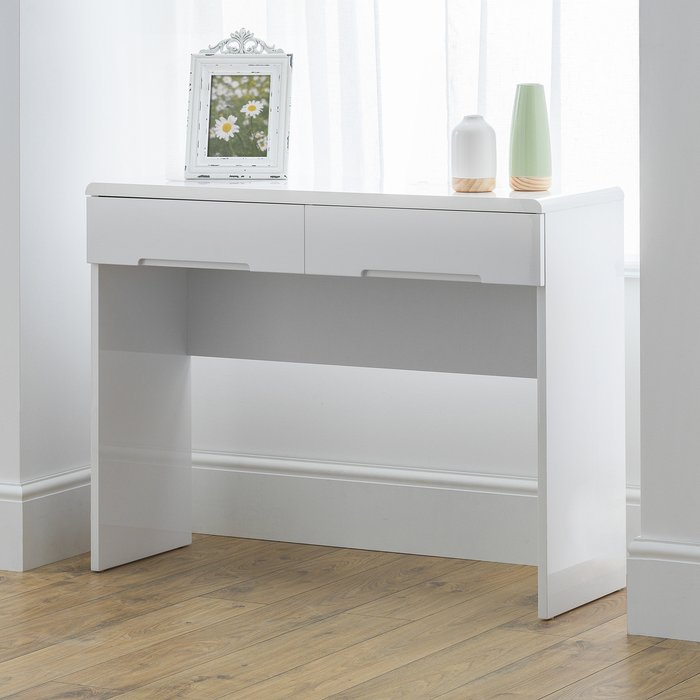 The Range | Julian Bowen Manhattan Dressing Table With 2 Drawers - White Julian Bowen Manhattan Dressing Table With 2 Drawers - White