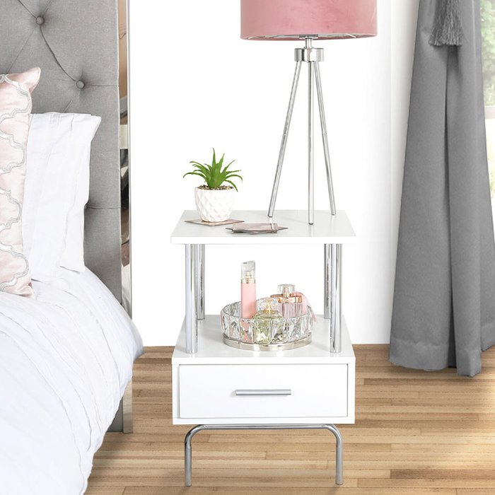 The Range | Vanity Living Violetta White Bedside Table - White Vanity Living Violetta White Bedside Table - White