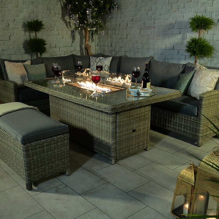 The Range | Royalcraft Wentworth 7 Piece Deluxe Modular Corner Lounge Set with Rectangular Firepit Beige Royalcraft Wentworth 7 Piece Deluxe Modular Corner Lounge Set with Rectangular Firepit Beige