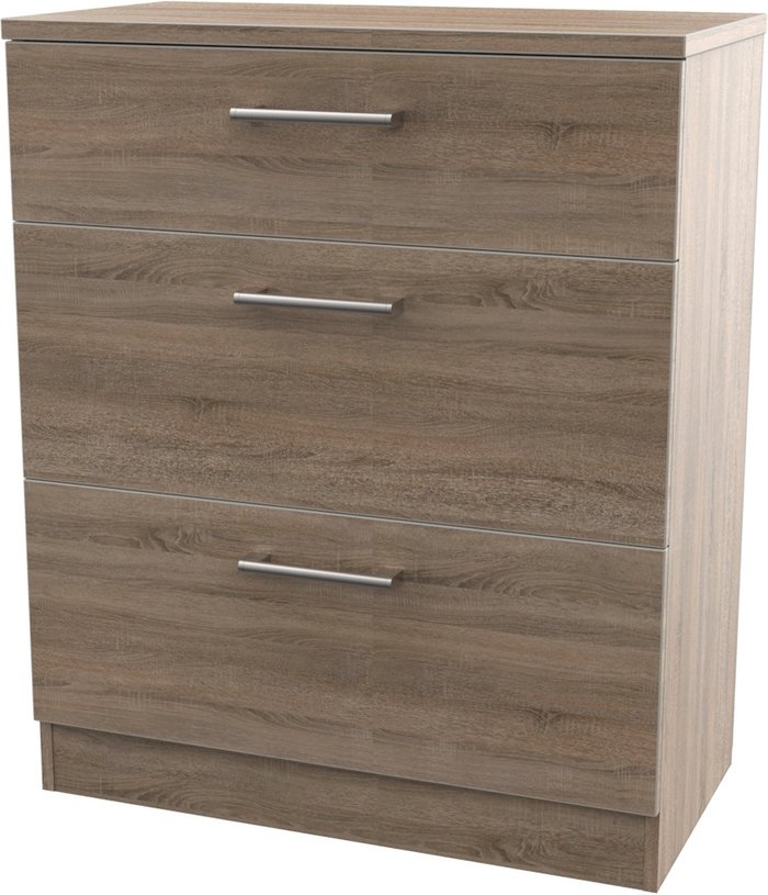 The Range | B&Q Tenby Dark Oak Effect 3 Drawer Deep Chest (H)885mm (W)765mm (D)415mm B&Q Tenby Dark Oak Effect 3 Drawer Deep Chest (H)885mm (W)765mm (D)415mm
