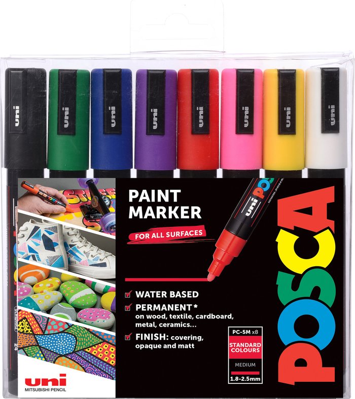 The Range | Uni-ball Uni Posca Standard Colour Marker Pens - 8 / Medium Uni-ball Uni Posca Standard Colour Marker Pens - 8 / Medium