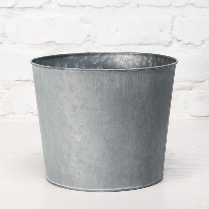 The Range | Kingsbury Gifts Whitewash Round Antique Grey Zinc Plant Pot - Grey Kingsbury Gifts Whitewash Round Antique Grey Zinc Plant Pot - Grey