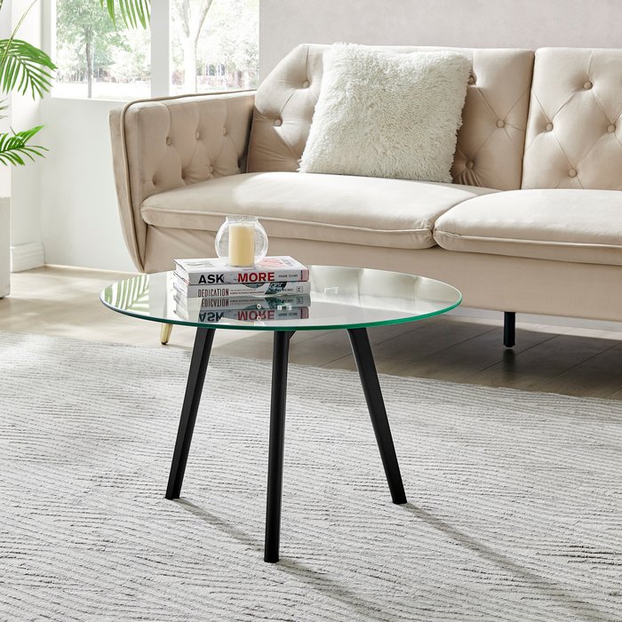 The Range | Furniture Box Furniture Box Malmo Coffee Table Round Glass and Black Legs Furniture Box Furniture Box Malmo Coffee Table Round Glass and Black Legs