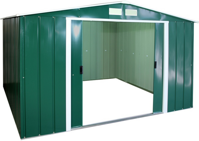The Range | Sapphire Sapphire Apex Metal Shed - Green / 302cm Sapphire Sapphire Apex Metal Shed - Green / 302cm