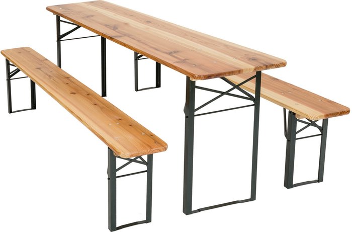 The Range | TECTAKE Wooden Picnic Table & Bench Set - Brown TECTAKE Wooden Picnic Table & Bench Set - Brown
