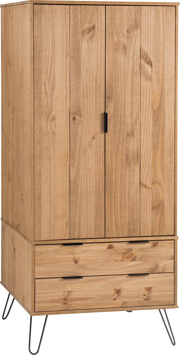 The Range | Core Products Augusta 2 Door Wardrobe With 2 Drawers - Antique waxed pine Core Products Augusta 2 Door Wardrobe With 2 Drawers - Antique waxed pine