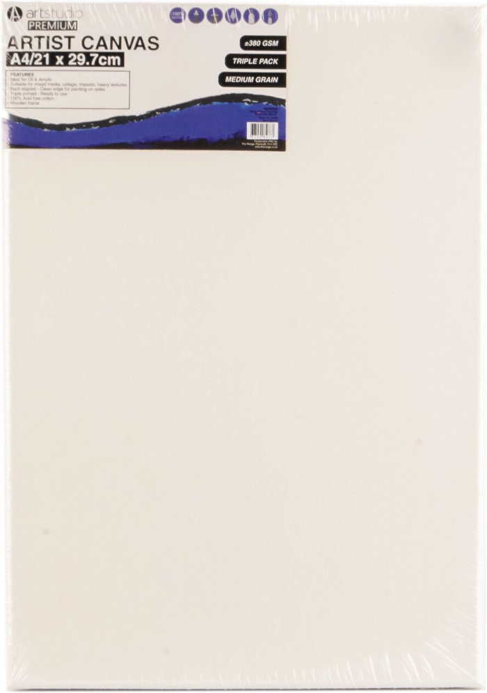 The Range | Art Studio Pack of Three Art Studio Artist Canvases - A4 Art Studio Pack of Three Art Studio Artist Canvases - A4
