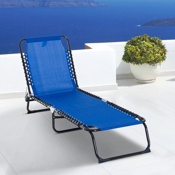 The Range | Outsunny Reclining Sun Lounger - Blue Outsunny Reclining Sun Lounger - Blue