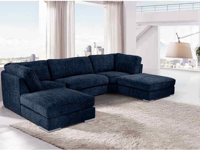 The Range | Simply Eleganza Britany Large Corner U Shape Sofa - Blue Simply Eleganza Britany Large Corner U Shape Sofa - Blue