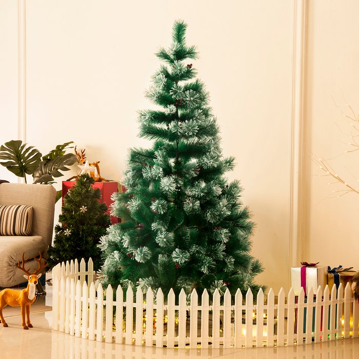 The Range | Bon Noel Bon Noel 5ft Green Frosted Artificial Christmas Tree with Red Berries Bon Noel Bon Noel 5ft Green Frosted Artificial Christmas Tree with Red Berries