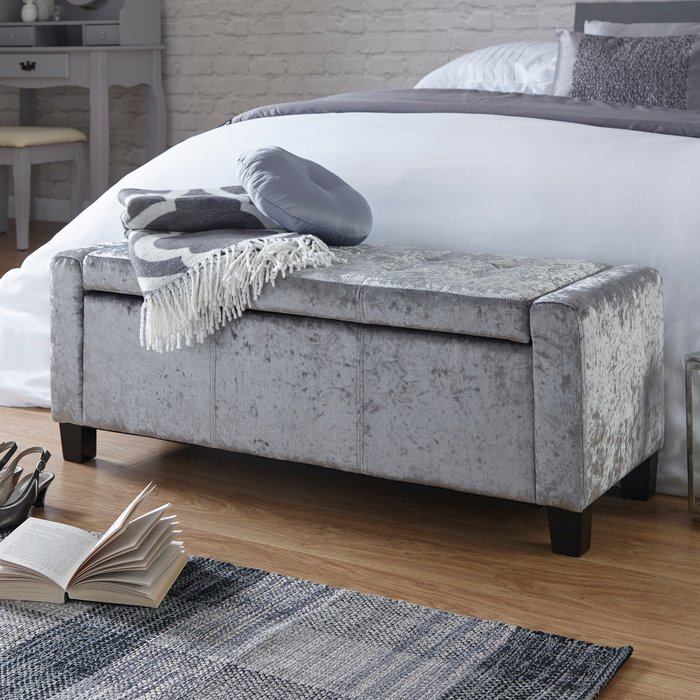 The Range | GFW Verona Crushed Velvet Ottoman Grey GFW Verona Crushed Velvet Ottoman Grey