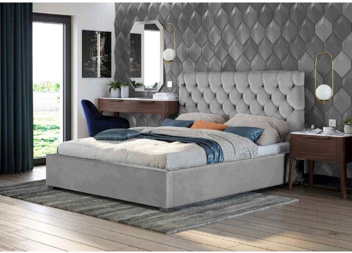 The Range | Rosiana Bed Super King Plush Velvet Silver Rosiana Bed Super King Plush Velvet Silver