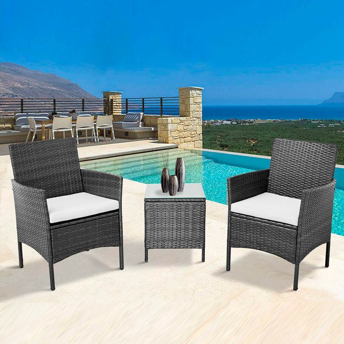 The Range | Neo Neo 3 Piece Rattan Garden Furniture Bistro Set - Black Neo Neo 3 Piece Rattan Garden Furniture Bistro Set - Black