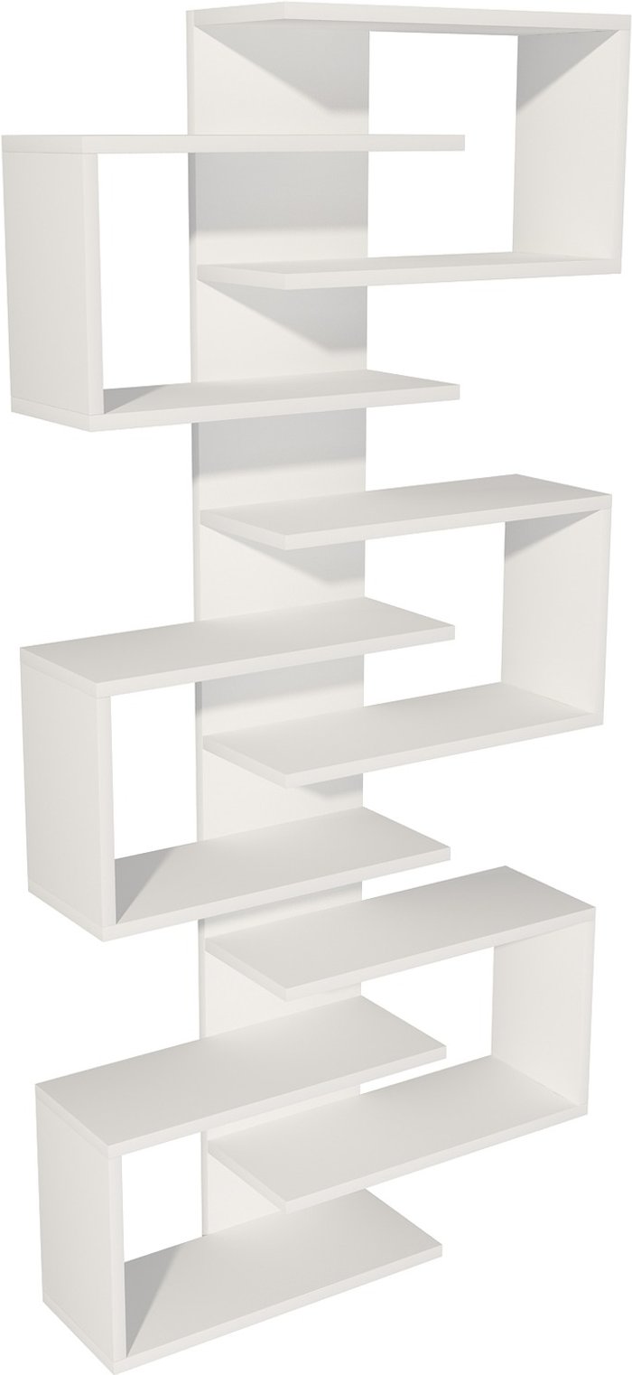 The Range | Destina Home Rozalin Bookcase with Geometric Shelves - White Destina Home Rozalin Bookcase with Geometric Shelves - White