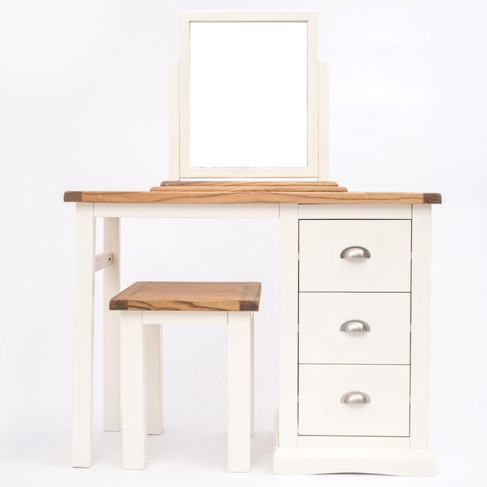 The Range | Cabinet Bits Cosenza 3 Drawer Dressing Table Set - White / Chrome Cup Cabinet Bits Cosenza 3 Drawer Dressing Table Set - White / Chrome Cup