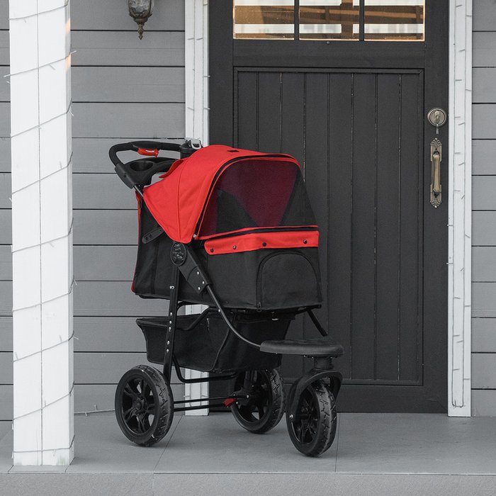 The Range | PawHut PawHut Folding 3 Wheel Pet Stroller for Travel w/ Adjustable Canopy & Storage - Red & Black PawHut PawHut Folding 3 Wheel Pet Stroller for Travel w/ Adjustable Canopy & Storage - Red & Black