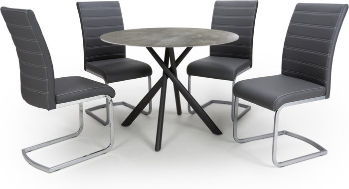 The Range | Shankar Shankar Avesta Grey Dining Table & 4 Callisto Grey Dining Table Dining Chairs Set Shankar Shankar Avesta Grey Dining Table & 4 Callisto Grey Dining Table Dining Chairs Set