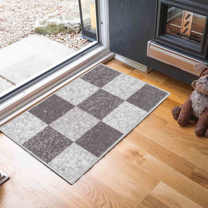 The Range | Serdim Rugs Serdim Rugs Square Design Anti Slip Doormats Grey 57X90 Cm Serdim Rugs Serdim Rugs Square Design Anti Slip Doormats Grey 57X90 Cm