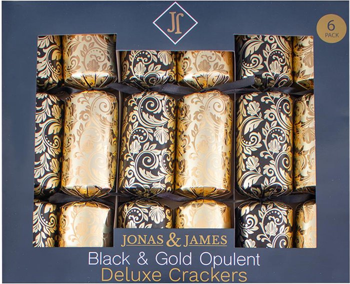 The Range | Jonas & James Pack of 6 Deluxe Black and Gold Crackers - Gold Jonas & James Pack of 6 Deluxe Black and Gold Crackers - Gold