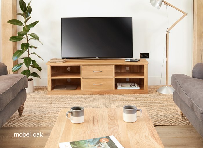 The Range | Baumhaus Mobel Oak Mounted Widescreen Television Cabinet - Light Oak Baumhaus Mobel Oak Mounted Widescreen Television Cabinet - Light Oak