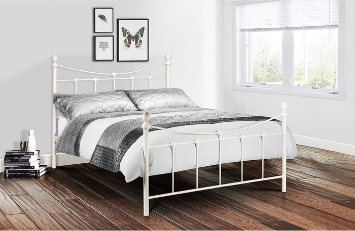 The Range | Julian Bowen Rebecca White Bed Frame - Stone White Satin / Single Julian Bowen Rebecca White Bed Frame - Stone White Satin / Single