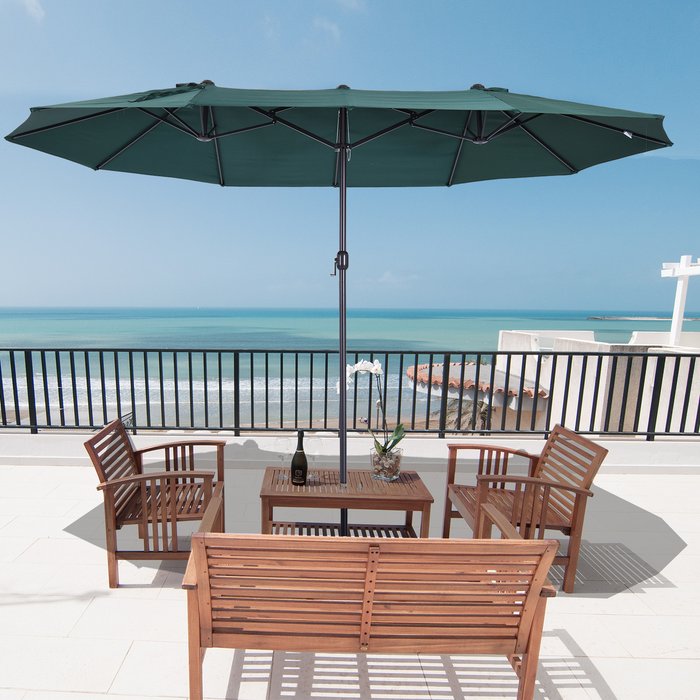 The Range | Outsunny 4.6M Sun Umbrella Canopy Garden Double-sided Crank - Green Outsunny 4.6M Sun Umbrella Canopy Garden Double-sided Crank - Green