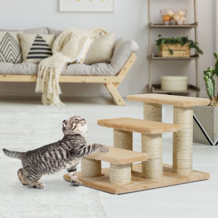 The Range | PawHut PawHut Portable Cat Steps - Cream PawHut PawHut Portable Cat Steps - Cream