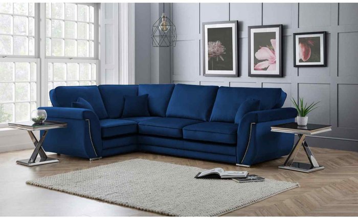 The Range | Simply Eleganza Luca Full Back L Shape Left Hand Corner Sofa - Blue Simply Eleganza Luca Full Back L Shape Left Hand Corner Sofa - Blue