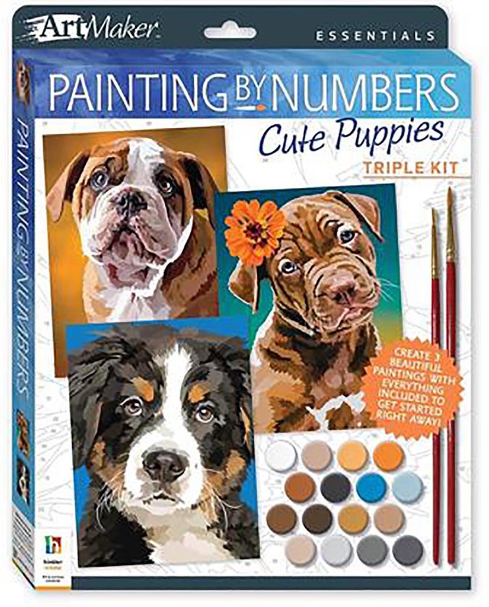 The Range | Hinkler Painting by Numbers Cute Puppies Triple Kit Hinkler Painting by Numbers Cute Puppies Triple Kit