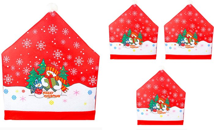 The Range | Christmas Dining Chair Covers - Red / Snowman / 4 Christmas Dining Chair Covers - Red / Snowman / 4