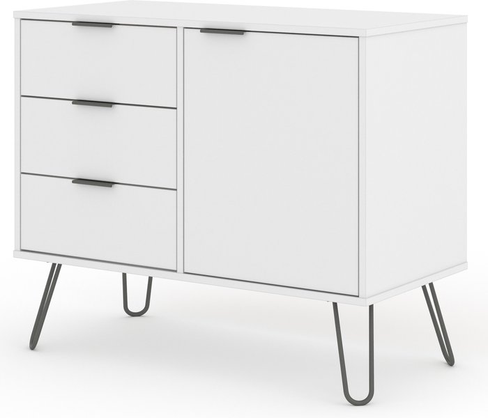 The Range | Core Products Ltd Augusta White Small Sideboard with 1 Door, 3 Drawers - White Core Products Ltd Augusta White Small Sideboard with 1 Door, 3 Drawers - White