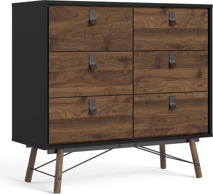 The Range | Ry Ry Double 6 Drawer Chest In Matt Black Walnut Ry Ry Double 6 Drawer Chest In Matt Black Walnut