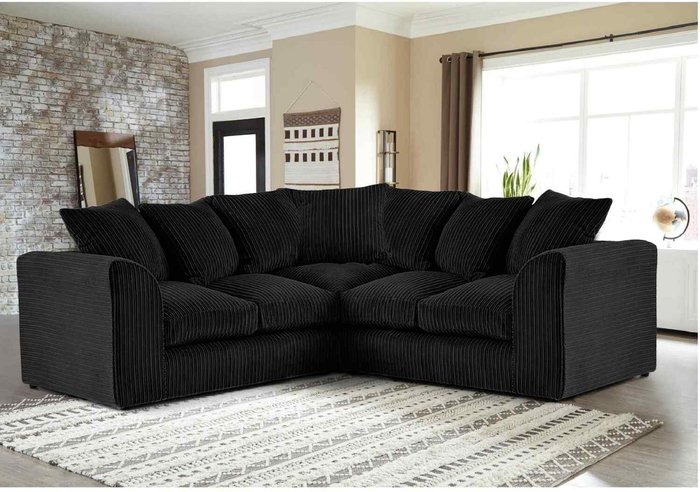 The Range | Simply Eleganza Florina 2c2 Modern Jumbo Cord Corner Sofa - Black Simply Eleganza Florina 2c2 Modern Jumbo Cord Corner Sofa - Black