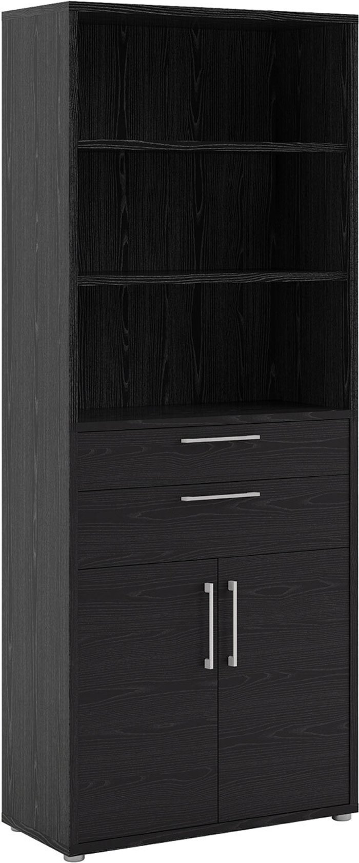 The Range | Furniture To Go Prima 3-Shelf 2-Drawer 2-Door Bookcase - Black Furniture To Go Prima 3-Shelf 2-Drawer 2-Door Bookcase - Black