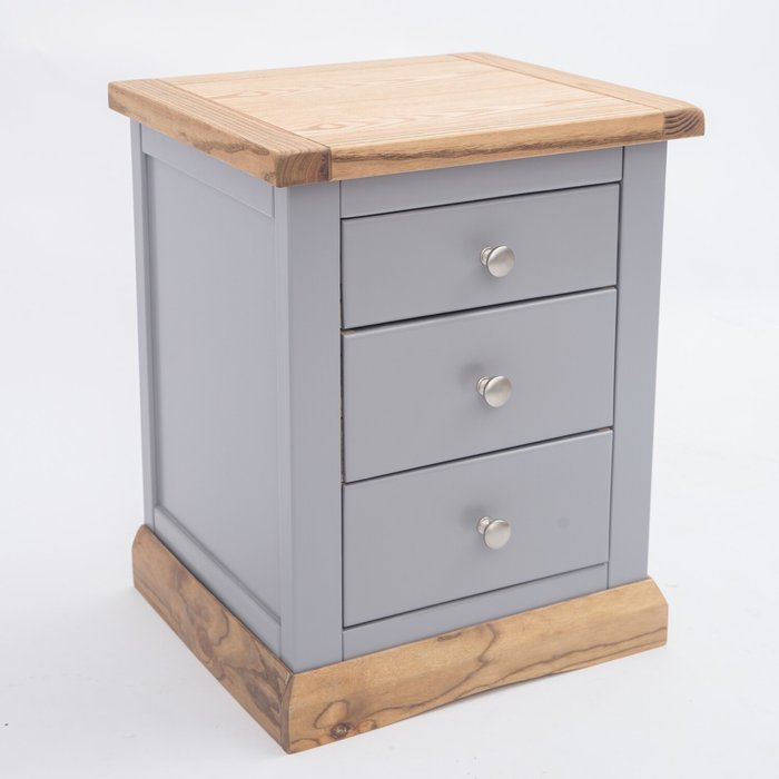 The Range | Cabinet Bits Biccari 3 Drawer Bedside Cabinet - Grey / Chrome Knob Cabinet Bits Biccari 3 Drawer Bedside Cabinet - Grey / Chrome Knob