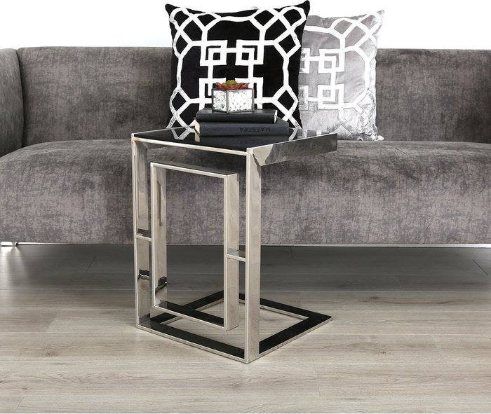 The Range | Vanity Living Sofa Table - Verona Chrome Metal Smoked Glass -Top Side End Table - Chrome Vanity Living Sofa Table - Verona Chrome Metal Smoked Glass -Top Side End Table - Chrome