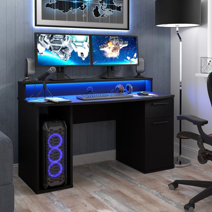 The Range | Flair Power Z Compact Gaming Desk - Black Flair Power Z Compact Gaming Desk - Black