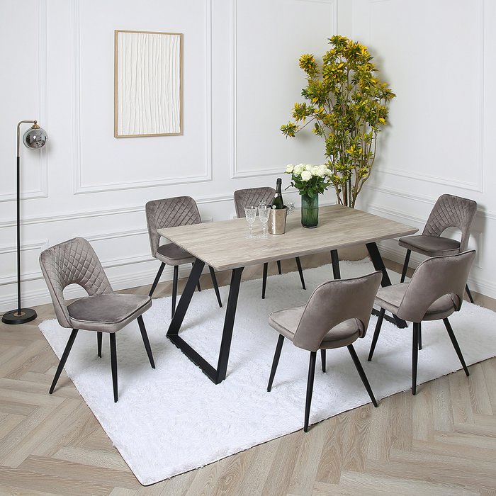 The Range | Dorchester Dining Table Set - Grey / 76kg Dorchester Dining Table Set - Grey / 76kg