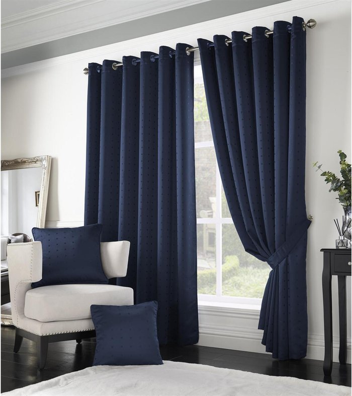 The Range | Livinluxury Adiso Eyelet Ring Top Curtains - Dark Blue / 183cm / 229cm Livinluxury Adiso Eyelet Ring Top Curtains - Dark Blue / 183cm / 229cm