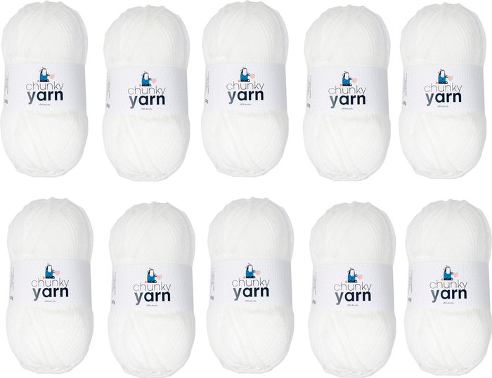 The Range | Korbond Pack of 10 Chunky DK Yarn 100g Balls White Korbond Pack of 10 Chunky DK Yarn 100g Balls White