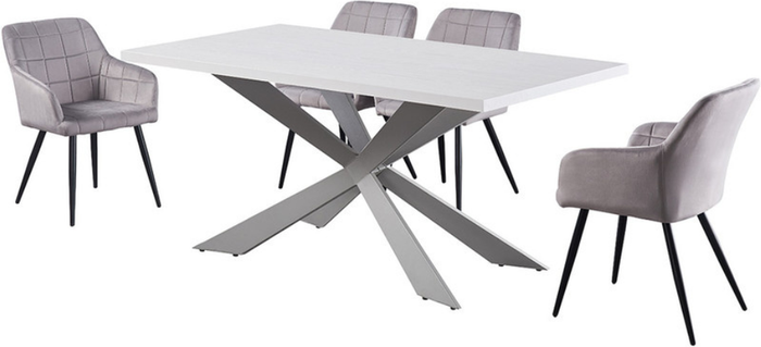 The Range | Life Interiors Camden Duke LUX Dining Set Includes a Table with Set of 4 chairs - Light Grey Life Interiors Camden Duke LUX Dining Set Includes a Table with Set of 4 chairs - Light Grey