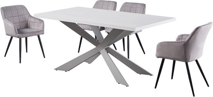The Range | Life Interiors Camden Duke LUX Dining Set Includes a Table with Set of 4 chairs - Light Grey Life Interiors Camden Duke LUX Dining Set Includes a Table with Set of 4 chairs - Light Grey