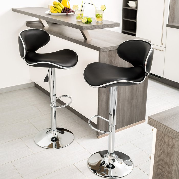 The Range | TECTAKE 2 Bar Stools Bassi Made Of Artificial Leather - Black TECTAKE 2 Bar Stools Bassi Made Of Artificial Leather - Black