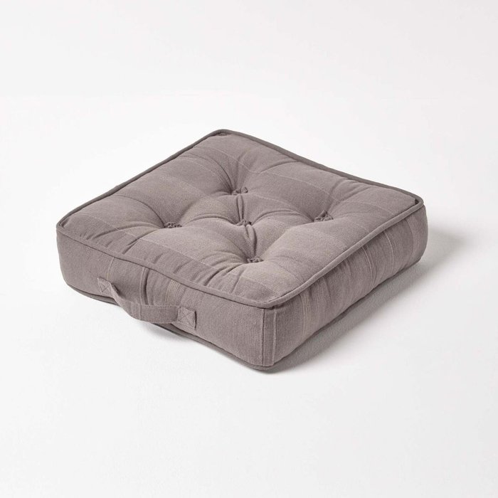 The Range | Homescapes Homescapes Rajput Ribbed Cotton Floor Cushion - Charcoal Homescapes Homescapes Rajput Ribbed Cotton Floor Cushion - Charcoal