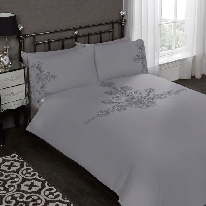 The Range | Rapport Home Amelie Duvet Set - Grey / King Rapport Home Amelie Duvet Set - Grey / King