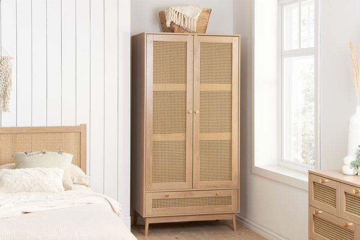 The Range | Birlea Birlea Croxley 2 Door 1 Drawer Rattan Wardrobe Birlea Birlea Croxley 2 Door 1 Drawer Rattan Wardrobe