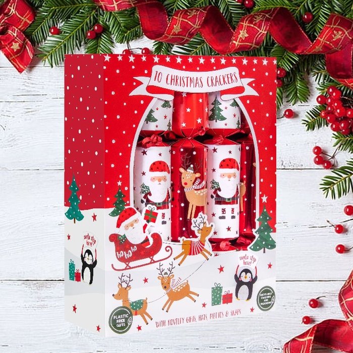 The Range | RSW 10 Family Christmas Crackers Santa and Reindeer Red Cracker 12 Inch - Red & White RSW 10 Family Christmas Crackers Santa and Reindeer Red Cracker 12 Inch - Red & White