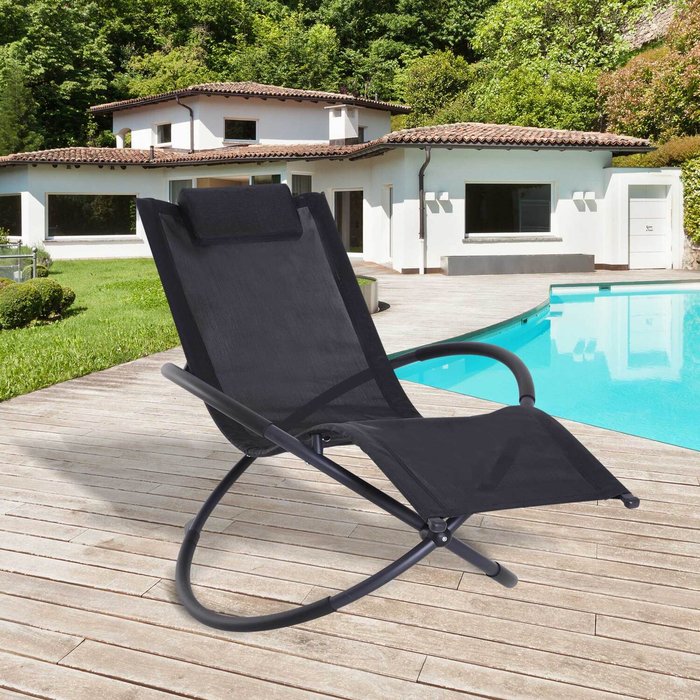 The Range | Outsunny Orbital Sun Lounger Rocking Chair - Black Outsunny Orbital Sun Lounger Rocking Chair - Black