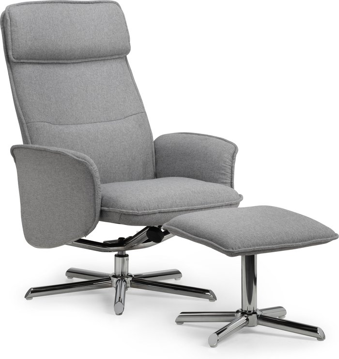 The Range | Julian Bowen Aria Recliner And Stool - Grey Linen Julian Bowen Aria Recliner And Stool - Grey Linen